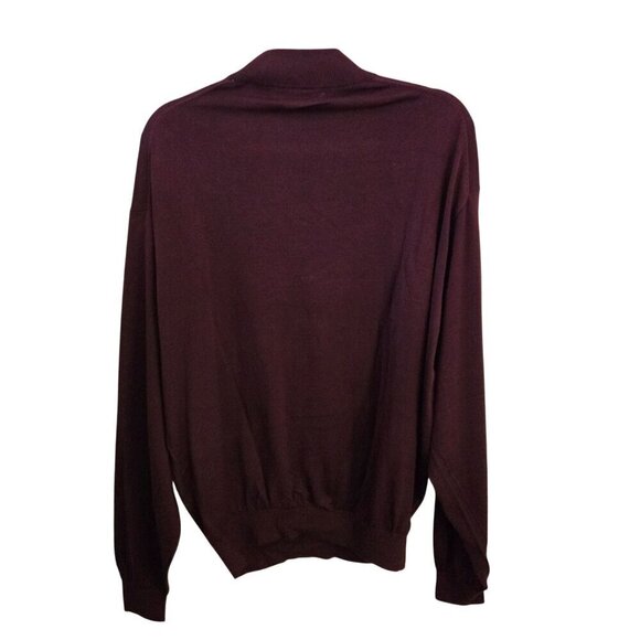 Pronto Uomo Deep Burgundy Silk Cotton Sustainable  Mock Neck Sweater Size XL - Picture 2 of 4